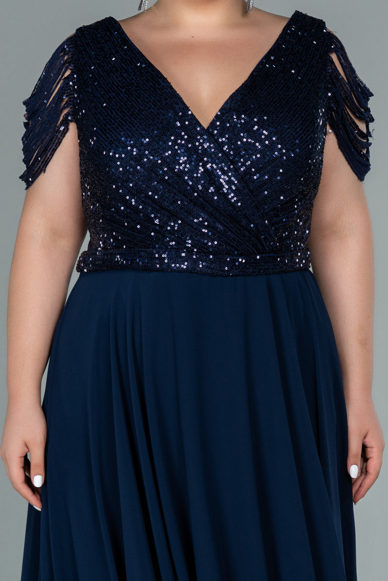 Dania Navy Midi Sequin Gown