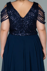 Dania Navy Midi Sequin Gown