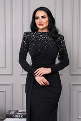 Diane Black Embellished Long Sleeves Gown