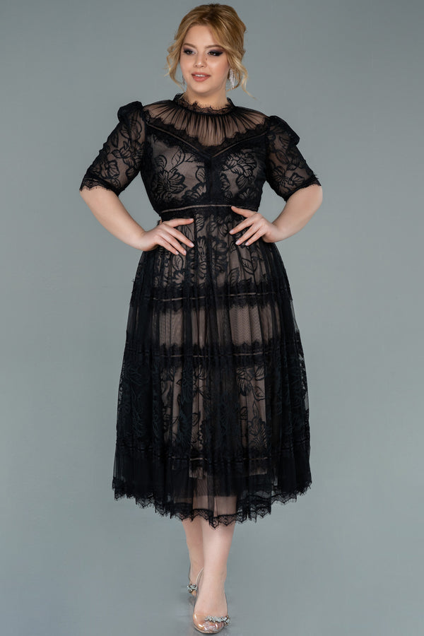 Dolly Black Midi Lace Dress