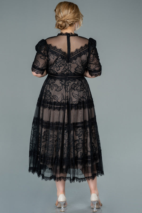 Dolly Black Midi Lace Dress