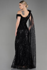 Donna Black Cape Gown