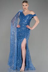 Donna Blue Cape Gown