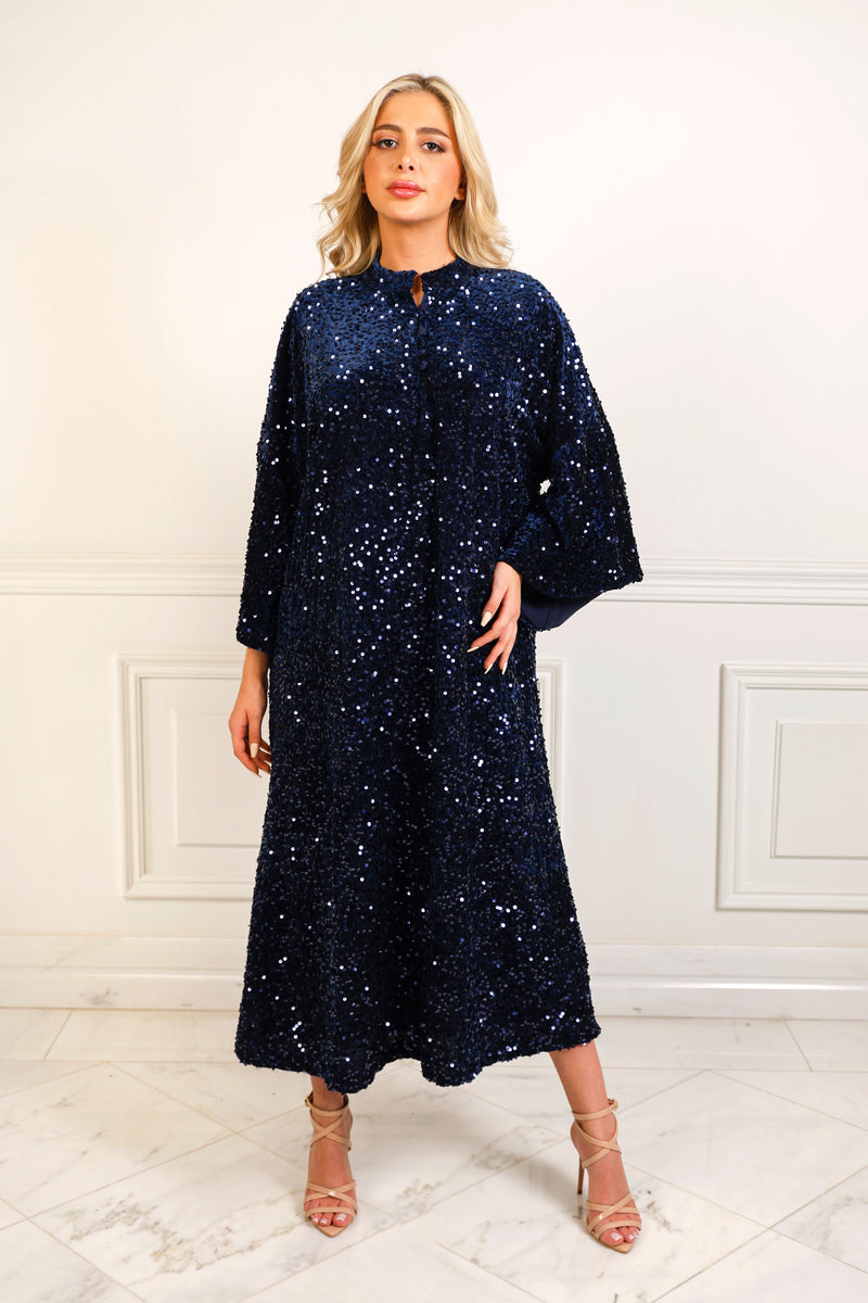 Effie Navy Sequin Caftan Dress Effie Navy Sequin Caftan Dress