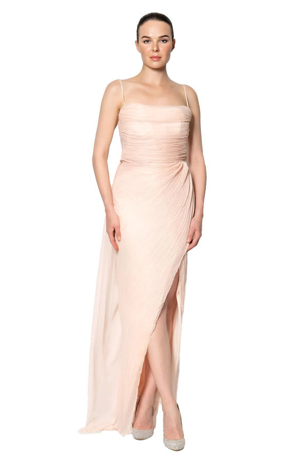 Eliza Blush Pink Pleated Maxi Dress S (2-4 US)