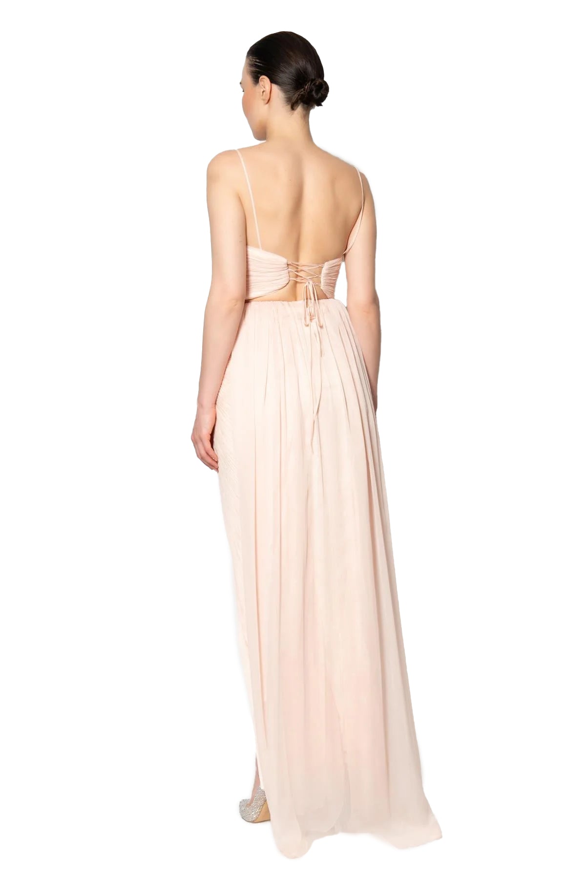 chinese dress ladies Dusty Blush Square Neck Ruched Maxi Dress main image 0