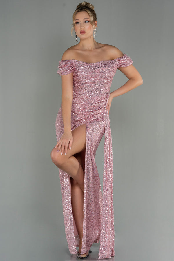 Gwen Pink Sequin Off Shoulder Gown