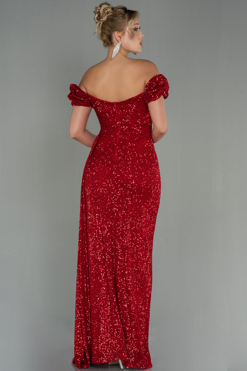 Gwen Red Sequin Off Shoulder Gown