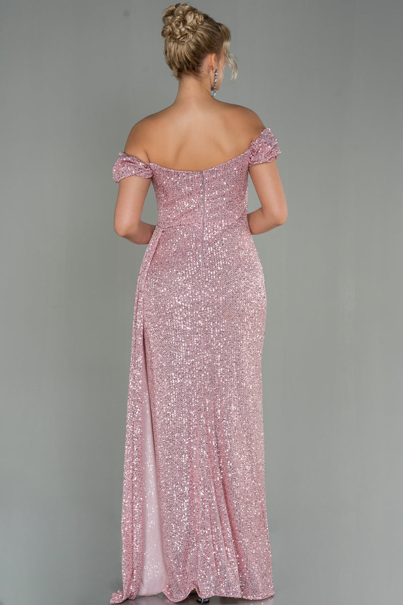 Gwen Pink Sequin Off Shoulder Gown