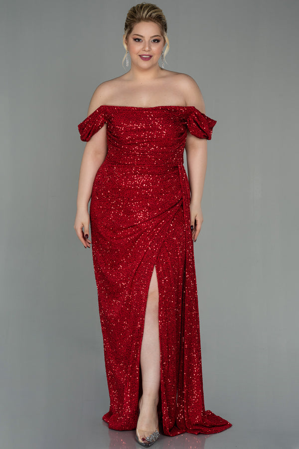 Gwen Red Sequin Off Shoulder Gown