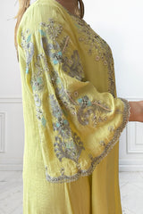 Hadia Embellished Yellow Caftan Dress