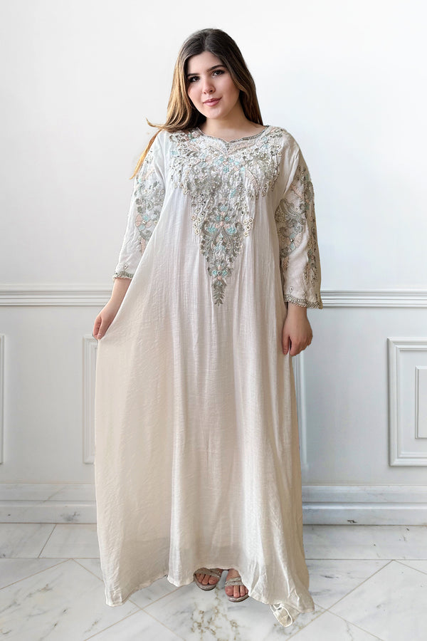 Hadia White Caftan Dress