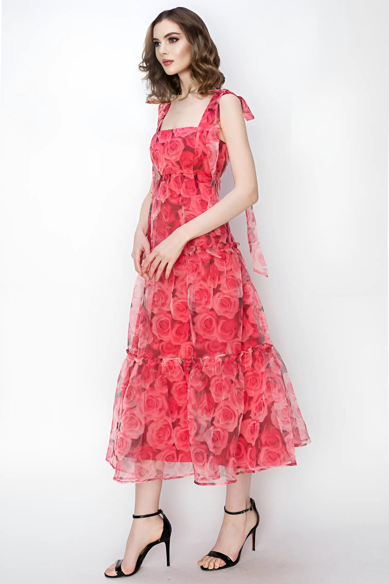 Cassia Red Floral Print Dress