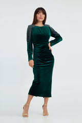 Irena Velvet Emerald Green Dress