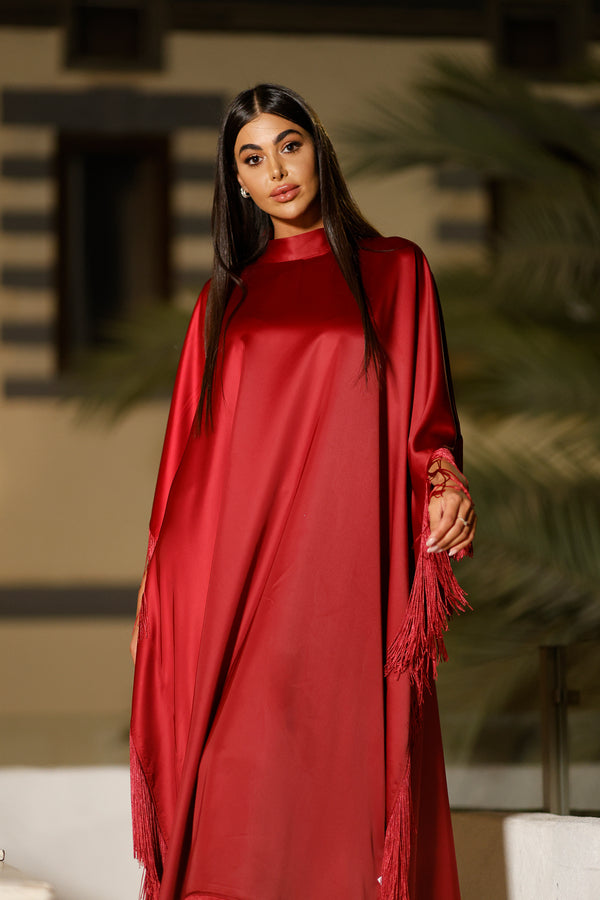 Ivana Fringe Burgundy Caftan Dress