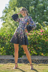 Eliana Long Puff Sleeve Floral Print Mini Dress