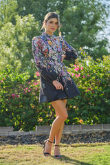 Eliana Long Puff Sleeve Floral Print Mini Dress