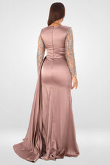 Marcia Taupe Long Sleeves Gown