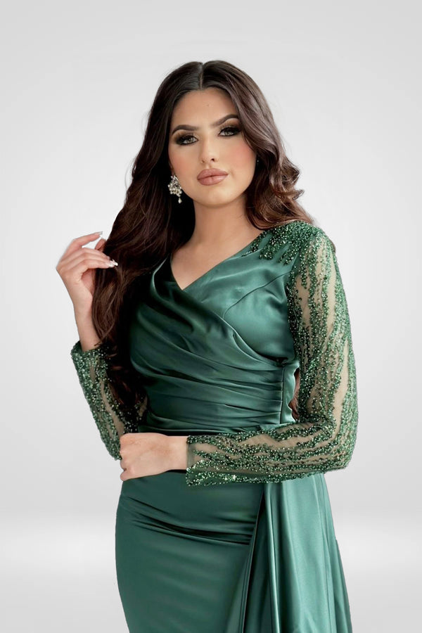 Marcia Green Long Sleeves Gown