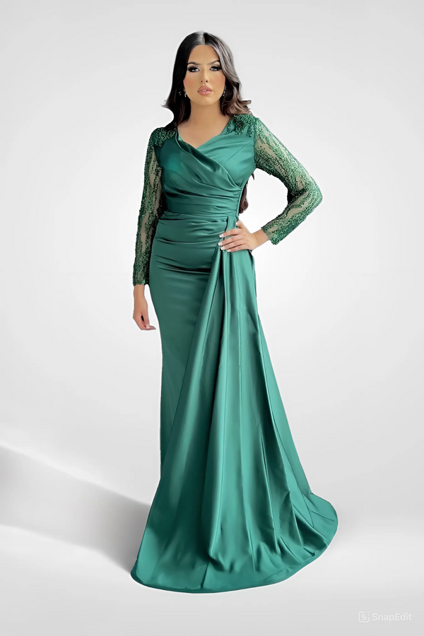 Marcia Green Long Sleeves Gown