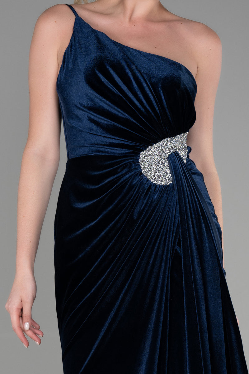 Miral Navy Blue Velvet Gown