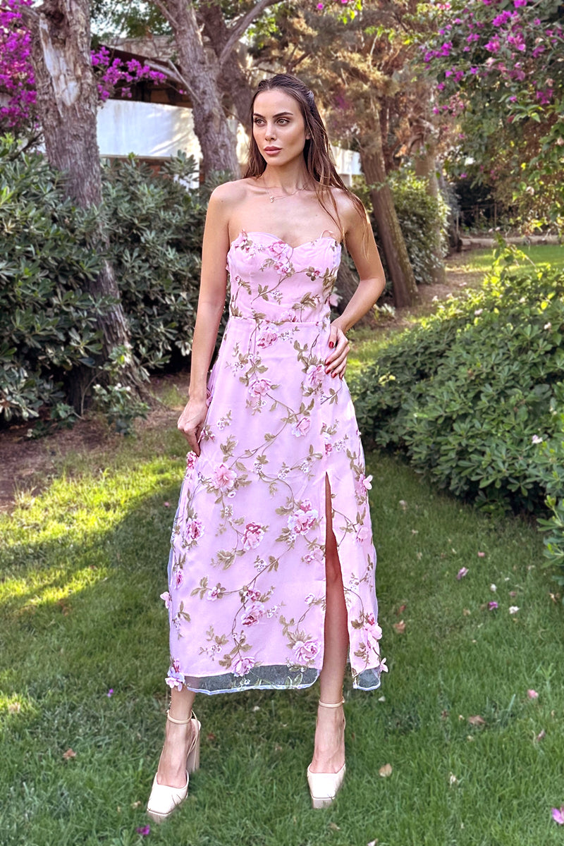 Rosa Midi 3D Floral Dress