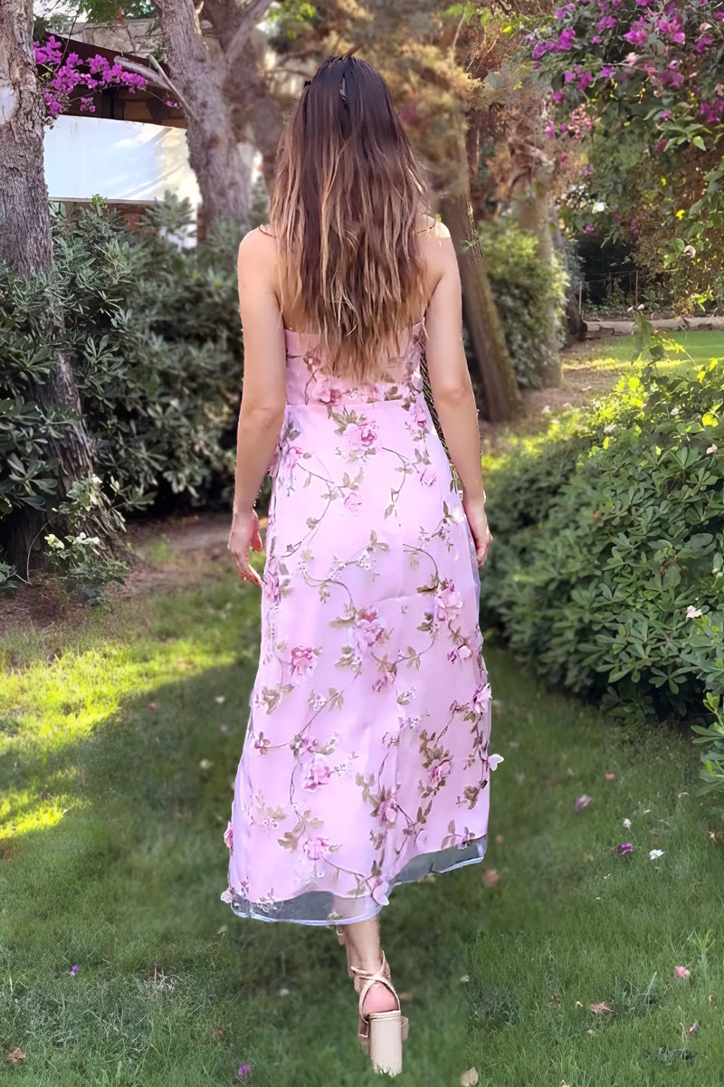 pink floral dress Rosa Midi 3D Floral Dress – unmatchedbyu