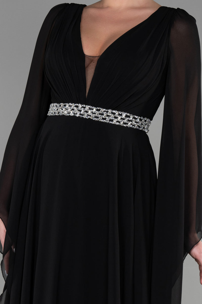 Safa Black Cape Sleeves Gown