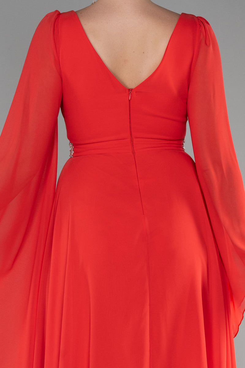 orange cape sleeve dress Safa Orange Cape Sleeves Gown 14