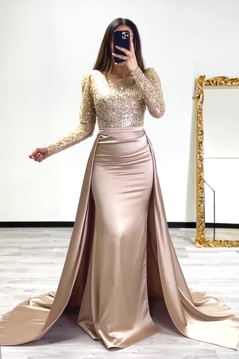 ASVNDD Maxi Dress Gold Sequin Evening Dress Women Formal Long Sleeve Beads  Party Dress (Color : Navy Blue, US Size : 4) : Amazon.co.uk: Fashion