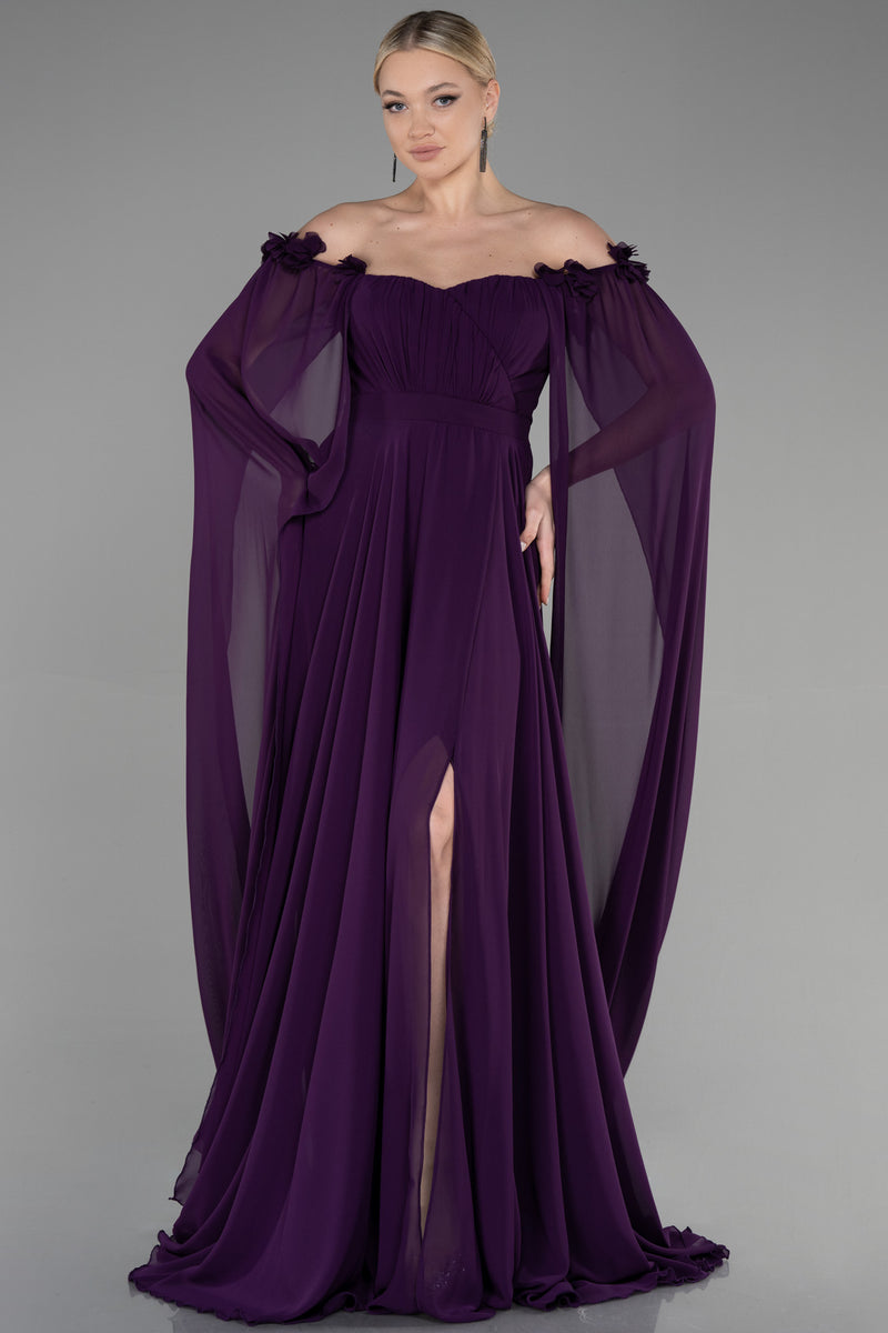 Shania Purple Cape Gown