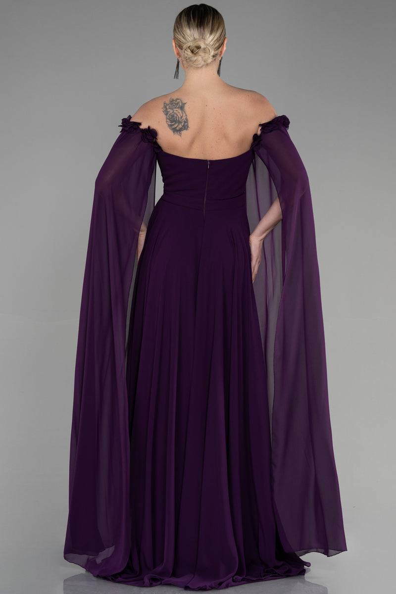 Shania Purple Cape Gown