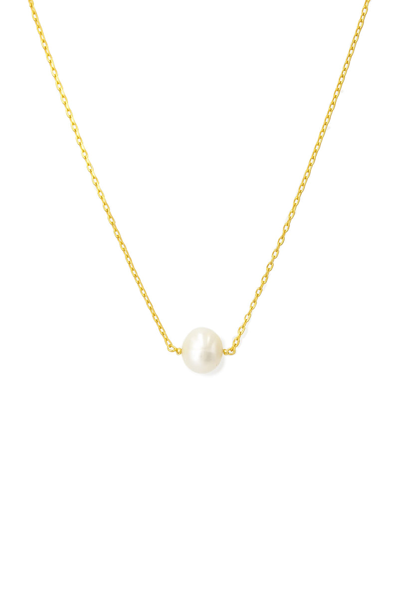 Single Pearl Necklace 14K Gold Pendant
