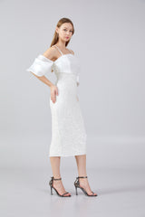 Lindsey White Midi Sequin Dress