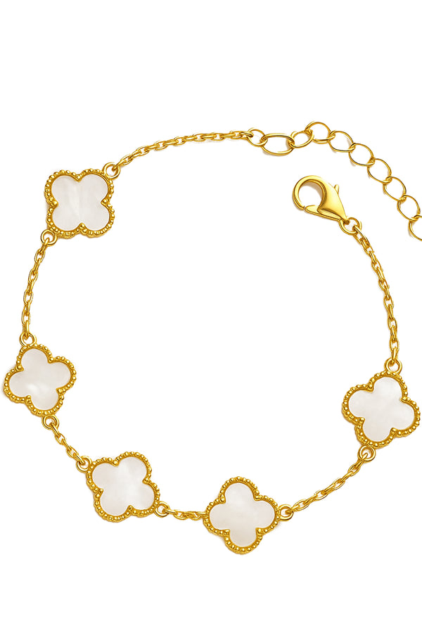 White Clover 18K Gold Bracelet