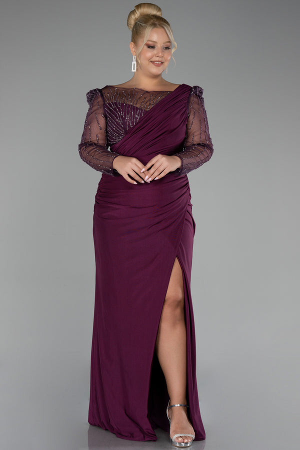 Anais Plum Long Sleeves Gown