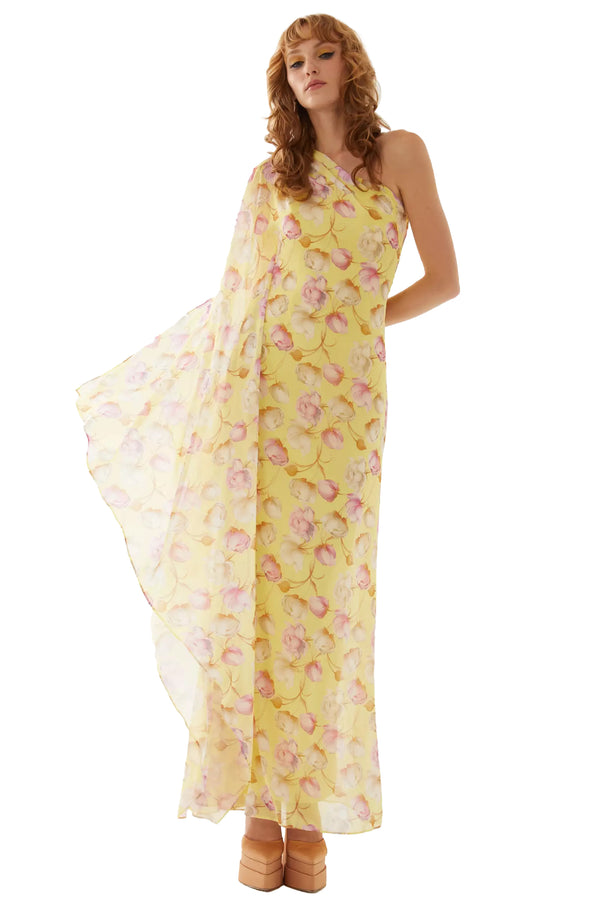 Ayaki Yellow One Shoulder Maxi Dress