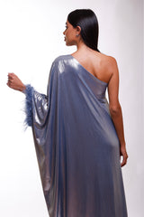 Ayo One Shoulder Feather Caftan Dress