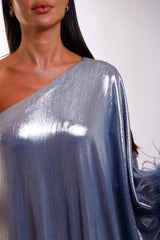 Ayo One Shoulder Feather Caftan Dress