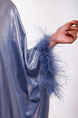 Ayo One Shoulder Feather Caftan Dress