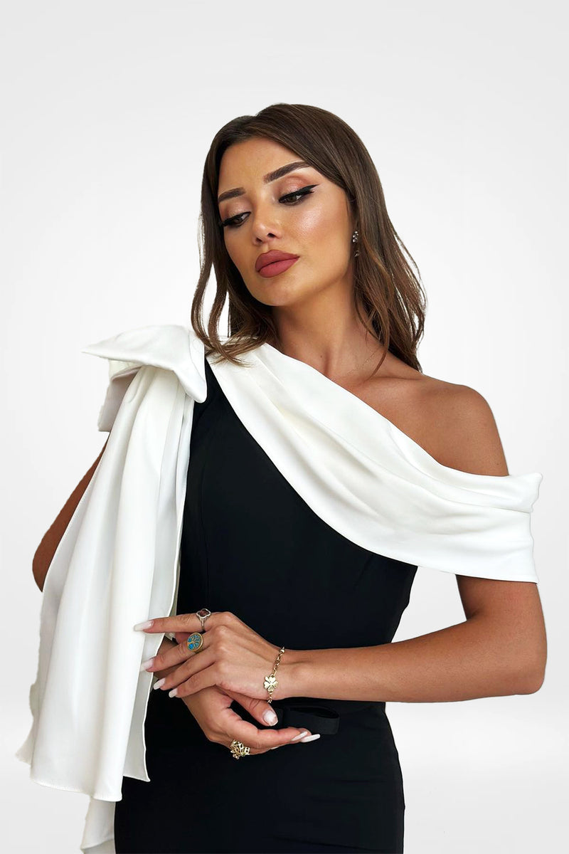 Sheila Black White Bow Detail Midi Dress unmatchedbyu Sheila Black White Bow Detail Midi Dress unmatchedbyu