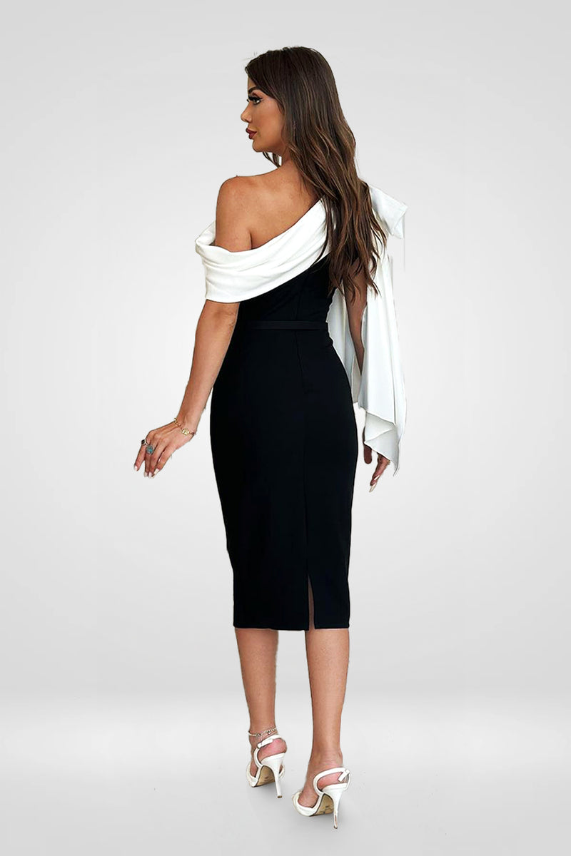 Sheila Black White Bow Detail Midi Dress unmatchedbyu Sheila Black White Bow Detail Midi Dress unmatchedbyu