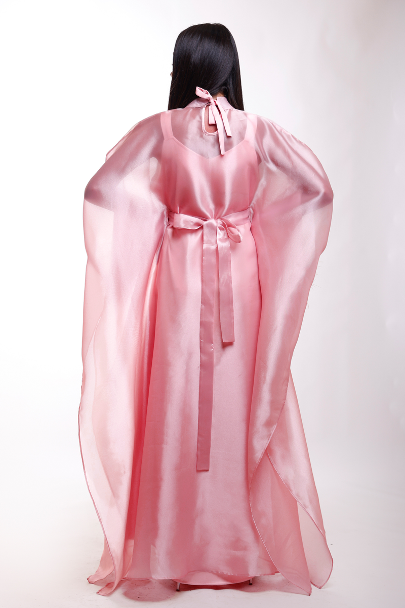 Cleopatra Pink Feather Butterfly Caftan Dress