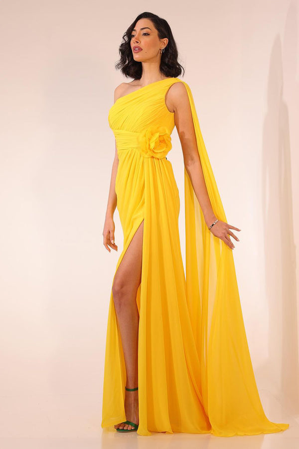 Aylani Floral Cape Yellow Gown