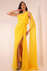 Aylani Floral Cape Yellow Gown