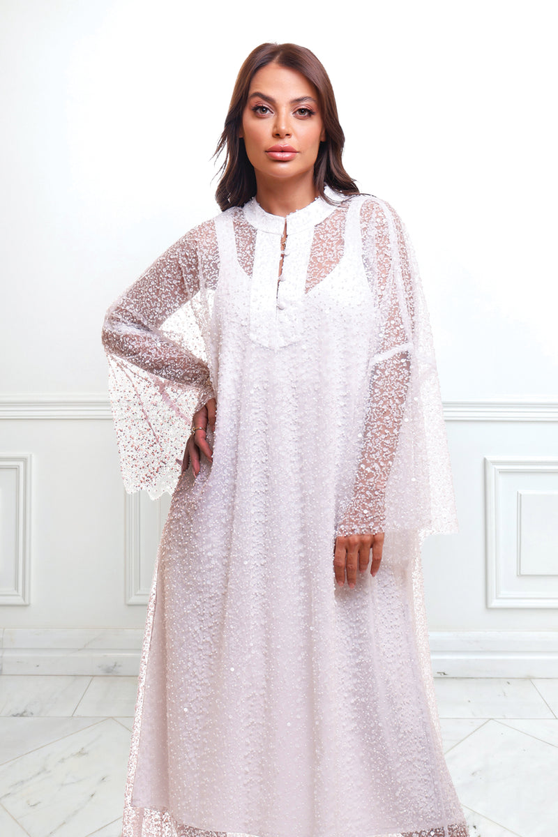 Dua White Caftan Dress (multiple lengths)