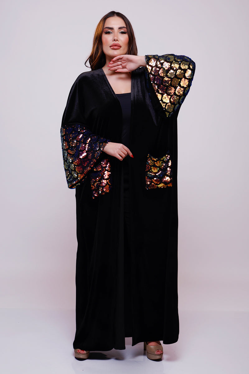 Nadine Velvet Sequin Abaya Kimono