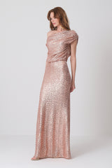 Gioana Rosegold Sequin Sequin Maxi Dress