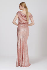 Gioana Rosegold Sequin Sequin Maxi Dress