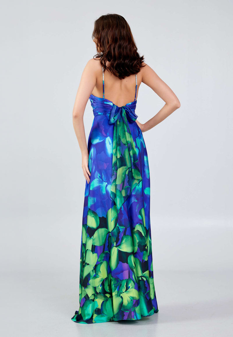 Francesca Blue Green Printed Maxi Dress